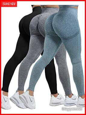 Women's High Waist Seamless Leggings Set Butt Lifting Compression 3 Piece